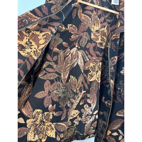 Blair Women's Large Petite Vintage Zip Up Floral Relaxed Fit Lightweight Jacket - Picture 5 of 9